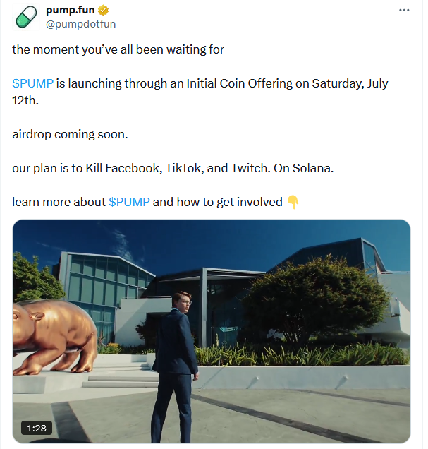 Original Pumpfun airdrop promise post